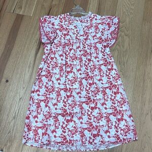 Avara Dylan Floral Ruffle Sleeve Cotton Dress in Raspberry Size Large